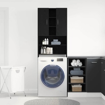 vidaXL Ντουλάπι Πλυντηρίου Ρούχων Μαύρο Δρυς 64x25,5x190 εκ.