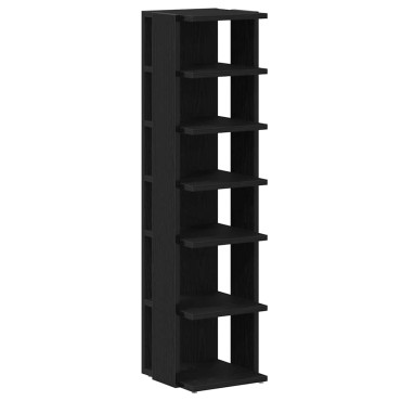vidaXL Παπουτσοθήκη Μαύρη Δρυς 25x27x102cm από Τεχνητό Ξύλο