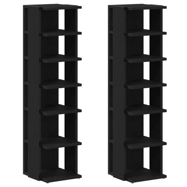 vidaXL Παπουτσοθήκες 2 τεμ. Μαύρη Δρυς 25x27x102cm από Τεχνητό Ξύλο