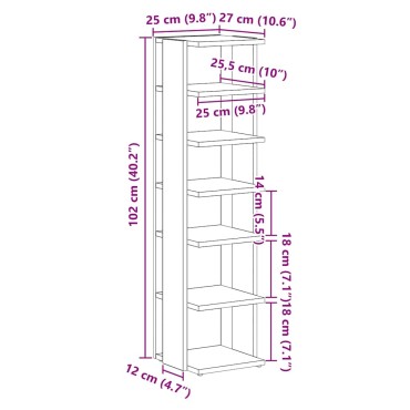 vidaXL Παπουτσοθήκες 2 τεμ. Μαύρη Δρυς 25x27x102cm από Τεχνητό Ξύλο