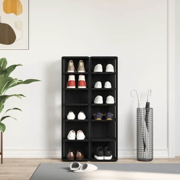 vidaXL Παπουτσοθήκες 2 τεμ. Μαύρη Δρυς 25x27x102cm από Τεχνητό Ξύλο