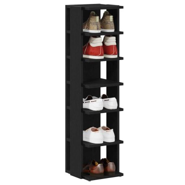 vidaXL Παπουτσοθήκες 2 τεμ. Μαύρη Δρυς 25x27x102cm από Τεχνητό Ξύλο