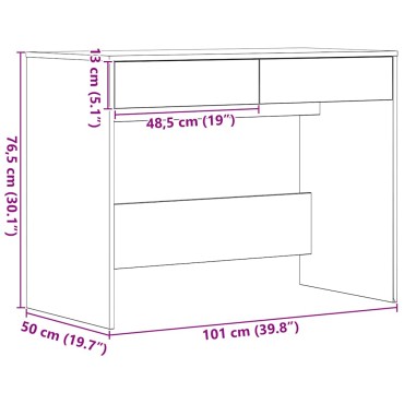 vidaXL Γραφείο Μαύρη Δρυς 101x50x76,5cm από Τεχνητό Ξύλο 1 τεμ.