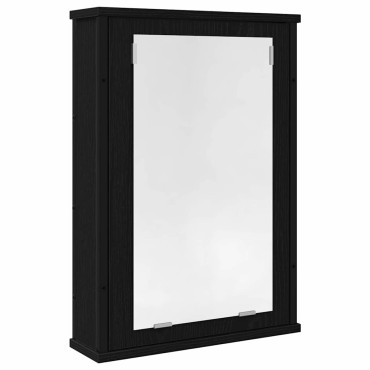 vidaXL Ντουλάπι Καθρέφτη Μπάνιου Μαύρο Δρυς 42x12x60cm από Τεχνητό Ξύλο 1 τεμ.