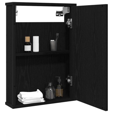 vidaXL Ντουλάπι Καθρέφτη Μπάνιου Μαύρο Δρυς 42x12x60cm από Τεχνητό Ξύλο 1 τεμ.
