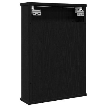 vidaXL Ντουλάπι Καθρέφτη Μπάνιου Μαύρο Δρυς 42x12x60cm από Τεχνητό Ξύλο 1 τεμ.
