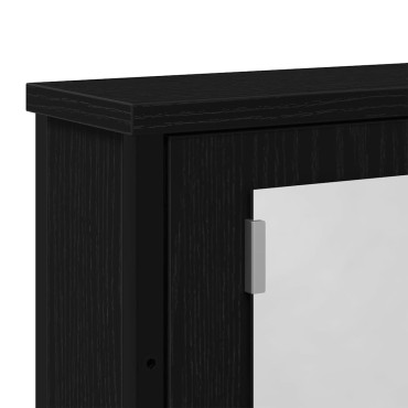 vidaXL Ντουλάπι Καθρέφτη Μπάνιου Μαύρο Δρυς 42x12x60cm από Τεχνητό Ξύλο 1 τεμ.
