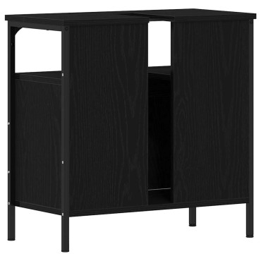 vidaXL Ντουλάπι Νιπτήρα Μπάνιου Μαύρο Δρυς 60x30x60cm από Τεχνητό Ξύλο 1 τεμ.