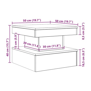 vidaXL Τραπεζάκι Σαλονιού με Φωτάκια LED Μαύρη Δρυς 50x50x40cm 1 τεμ.