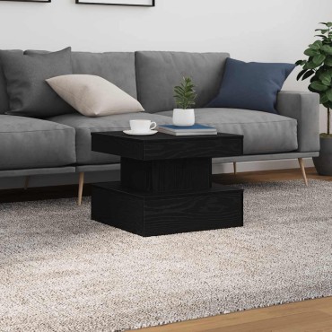 vidaXL Τραπεζάκι Σαλονιού με Φωτάκια LED Μαύρη Δρυς 50x50x40cm 1 τεμ.