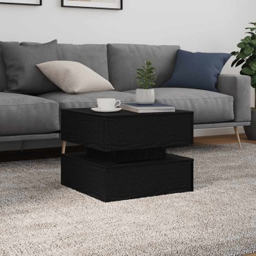 vidaXL Τραπεζάκι Σαλονιού με Φωτάκια LED Μαύρη Δρυς 50x50x40cm 1 τεμ.