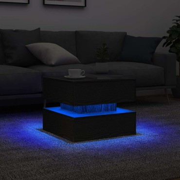 vidaXL Τραπεζάκι Σαλονιού με Φωτάκια LED Μαύρη Δρυς 50x50x40cm 1 τεμ.