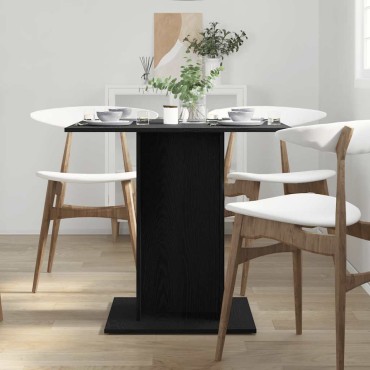 vidaXL Τραπεζαρία Μαύρη Δρυς 80x80x75cm από Τεχνητό Ξύλο 1 τεμ.