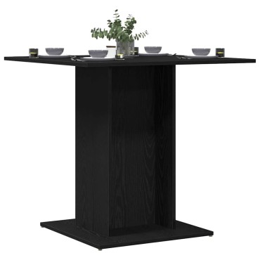 vidaXL Τραπεζαρία Μαύρη Δρυς 80x80x75cm από Τεχνητό Ξύλο 1 τεμ.