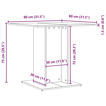 vidaXL Τραπεζαρία Μαύρη Δρυς 80x80x75cm από Τεχνητό Ξύλο 1 τεμ.