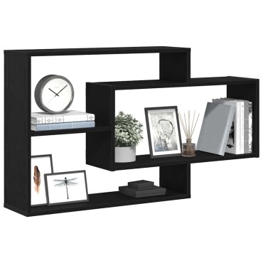 vidaXL Ράφι Τοίχου Μαύρη Δρυς 104x20x58,5cm από Τεχνητό Ξύλο 1 τεμ.