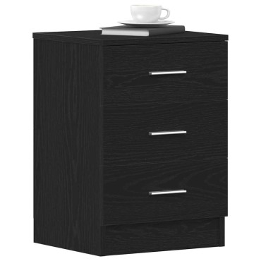 vidaXL Κομοδίνο Μαύρο Δρυς 38x35x55cm από Τεχνητό Ξύλο 1 τεμ.