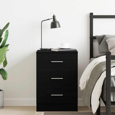 vidaXL Κομοδίνο Μαύρο Δρυς 38x35x55cm από Τεχνητό Ξύλο 1 τεμ.