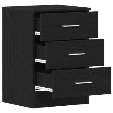 vidaXL Κομοδίνο Μαύρο Δρυς 38x35x55cm από Τεχνητό Ξύλο 1 τεμ.