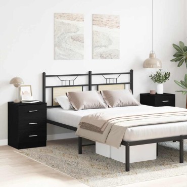 vidaXL Κομοδίνα 2 τεμ. Μαύρη Δρυς 38x35x55cm από Τεχνητό Ξύλο