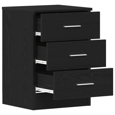 vidaXL Κομοδίνα 2 τεμ. Μαύρη Δρυς 38x35x55cm από Τεχνητό Ξύλο