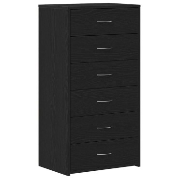 vidaXL Μπουφές με 6 Συρτάρια Μαύρη Δρυς 50x34x96cm από Τεχνητό Ξύλο 1 τεμ.