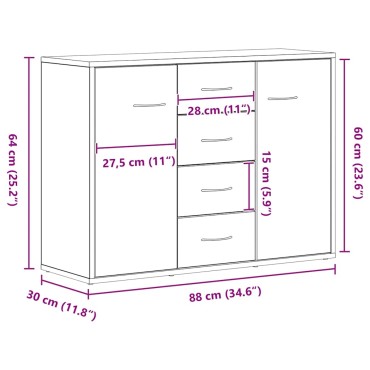 vidaXL Μπουφές από Μαύρη Δρυς 88x30x64cm από Τεχνητό Ξύλο 1 τεμ.