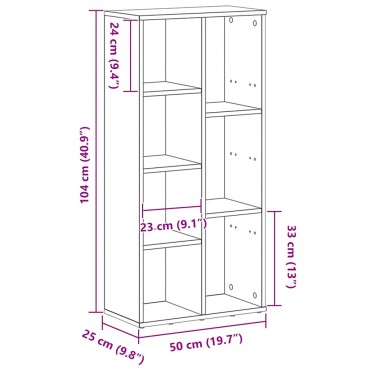 vidaXL Βιβλιοθήκη Μαύρη Δρυς 50x25x104cm από Τεχνητό Ξύλο 1 τεμ.