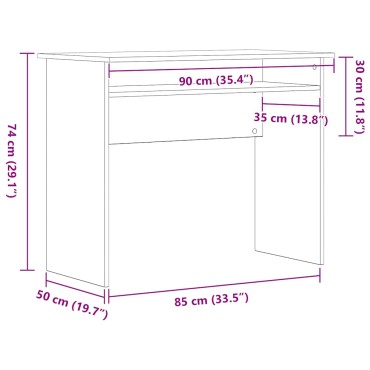 vidaXL Γραφείο Μαύρη Δρυς 90x50x74cm από Τεχνητό Ξύλο 1 τεμ.