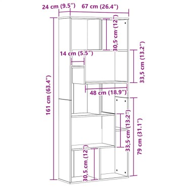vidaXL Βιβλιοθήκη Μαύρη Δρυς 67x24x161cm από Τεχνητό Ξύλο 1 τεμ.