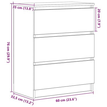 vidaXL Μπουφές από Παλιό Ξύλο 60x35x76cm από Τεχνητό Ξύλο 1 τεμ.
