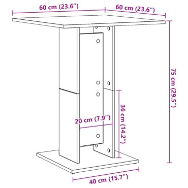 vidaXL Τραπέζι Μπιστρό Μαύρο Δρυς 60x60x75cm από Τεχνητό Ξύλο 1 τεμ.