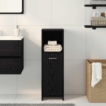 vidaXL Ντουλάπι Μπάνιου Μαύρο Δρυς 30x30x95cm από Τεχνητό Ξύλο