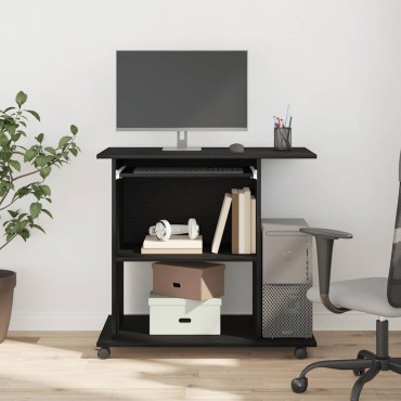 vidaXL Γραφείο Υπολογιστή Μαύρη Δρυς 80x50x75cm από Τεχνητό Ξύλο 1 τεμ.