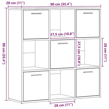 vidaXL Βιβλιοθήκη Μαύρη Δρυς 90x28x90cm από Τεχνητό Ξύλο 1 τεμ.