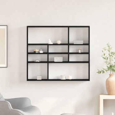 vidaXL Ράφι Τοίχου Μαύρη Δρυς 90x16x78cm από Τεχνητό Ξύλο 1 τεμ.