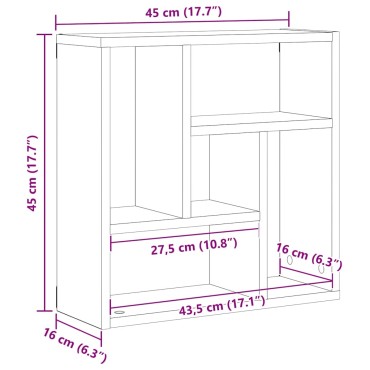 vidaXL Ράφι Τοίχου Μαύρη Δρυς 45x16x45cm από Τεχνητό Ξύλο 1 τεμ.