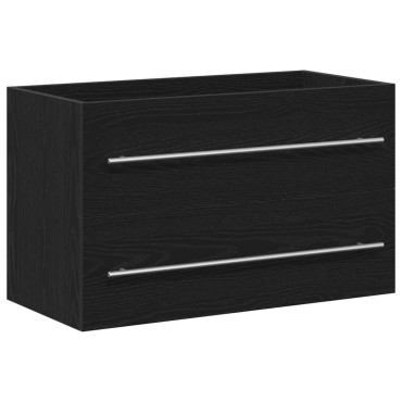 vidaXL Ντουλάπι Νιπτήρα Μαύρο Δρυς 80x38,5x48cm από Τεχνητό Ξύλο 1 τεμ.