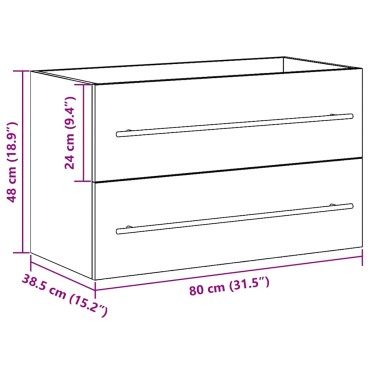 vidaXL Ντουλάπι Νιπτήρα Μαύρο Δρυς 80x38,5x48cm από Τεχνητό Ξύλο 1 τεμ.