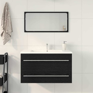 vidaXL Ντουλάπι Νιπτήρα Μαύρο Δρυς 80x38,5x48cm από Τεχνητό Ξύλο 1 τεμ.