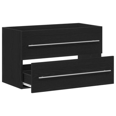 vidaXL Ντουλάπι Νιπτήρα Μαύρο Δρυς 80x38,5x48cm από Τεχνητό Ξύλο 1 τεμ.