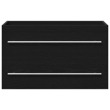 vidaXL Ντουλάπι Νιπτήρα Μαύρο Δρυς 80x38,5x48cm από Τεχνητό Ξύλο 1 τεμ.