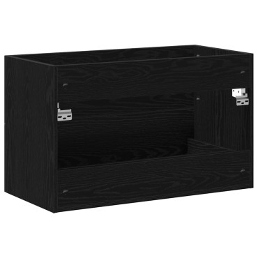 vidaXL Ντουλάπι Νιπτήρα Μαύρο Δρυς 80x38,5x48cm από Τεχνητό Ξύλο 1 τεμ.
