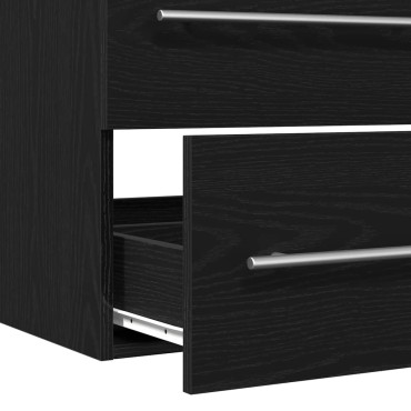 vidaXL Ντουλάπι Νιπτήρα Μαύρο Δρυς 80x38,5x48cm από Τεχνητό Ξύλο 1 τεμ.