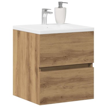 vidaXL Ντουλάπι Νιπτήρα Μπάνιου Χειροποίητο Δρυς 41x38,5x45cm από Τεχνητό Ξύλο 1 τεμ.