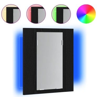 vidaXL Ντουλάπι Μπάνιου με LED, Μαύρο Δρυς, 40x12x45cm από Τεχνητό Ξύλο 1 τεμ.