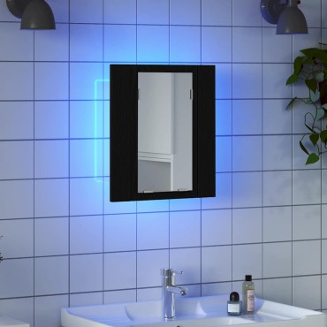 vidaXL Ντουλάπι Μπάνιου με LED, Μαύρο Δρυς, 40x12x45cm από Τεχνητό Ξύλο 1 τεμ.