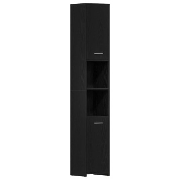 vidaXL Ντουλάπι Μπάνιου Μαύρο Δρυς 30x30x183,5cm από Τεχνητό Ξύλο