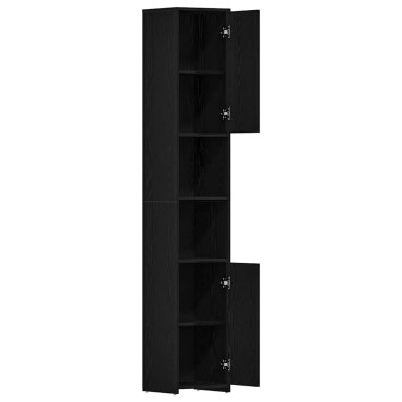 vidaXL Ντουλάπι Μπάνιου Μαύρο Δρυς 30x30x183,5cm από Τεχνητό Ξύλο