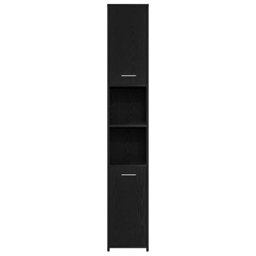 vidaXL Ντουλάπι Μπάνιου Μαύρο Δρυς 30x30x183,5cm από Τεχνητό Ξύλο